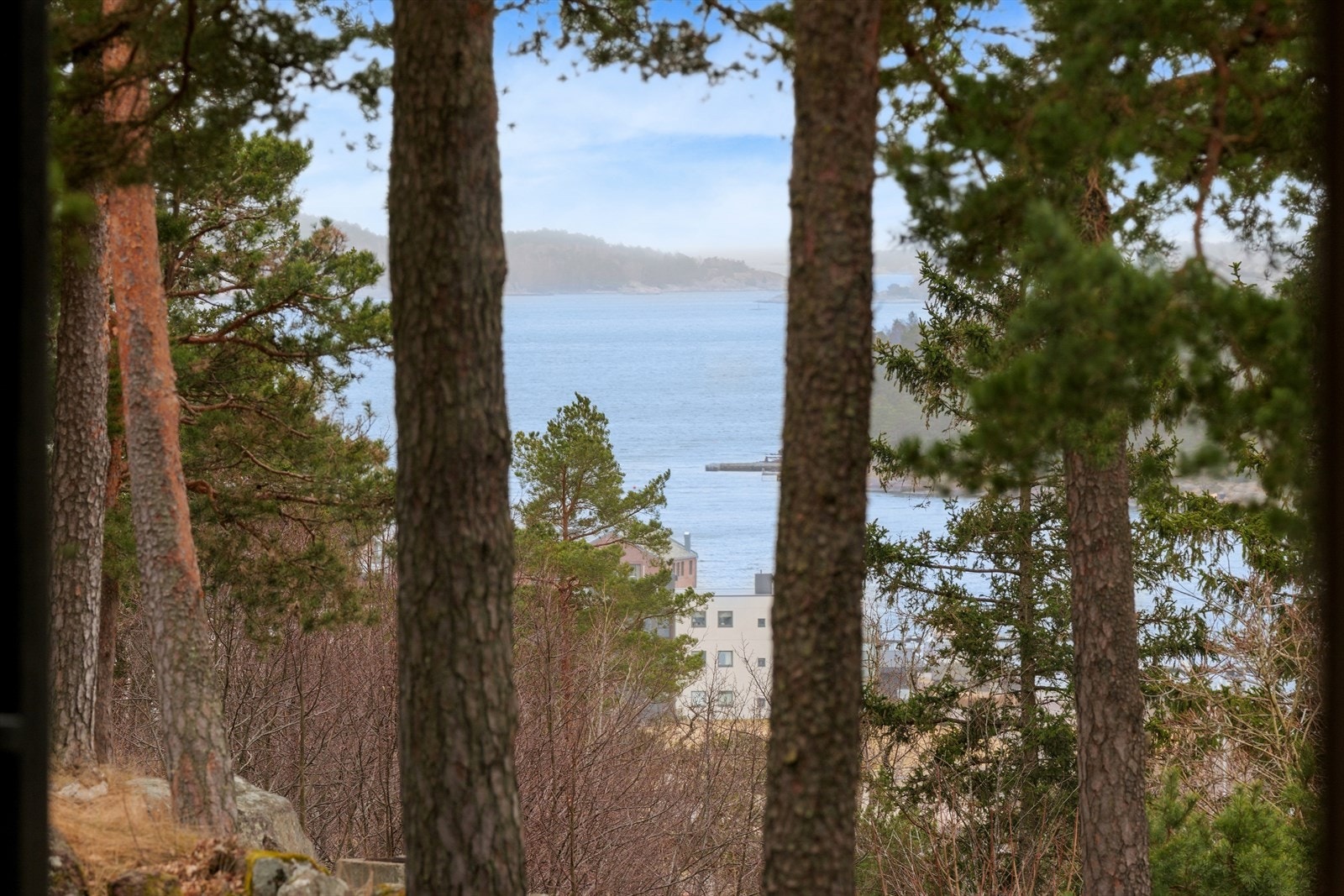 Eiendommen byr på utsikt til Jarlsø - og med det forstår man at badeplassene er bare noen minutters spasertur unna Galleribilde