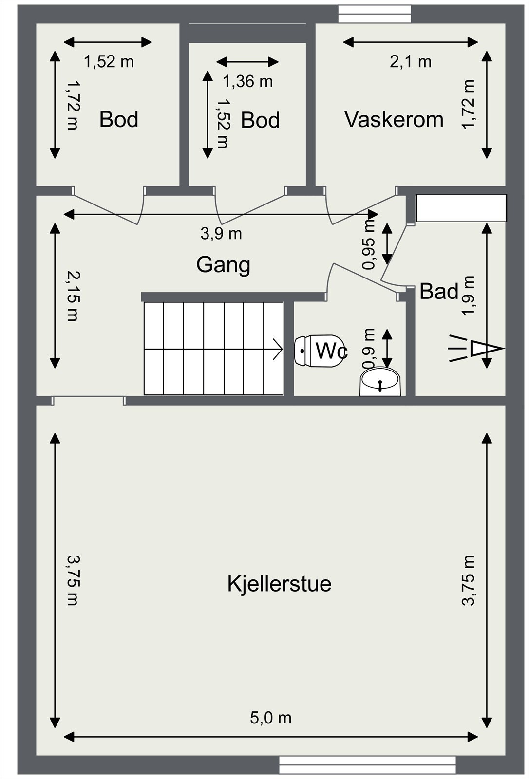 Plantegning kjeller. Galleribilde