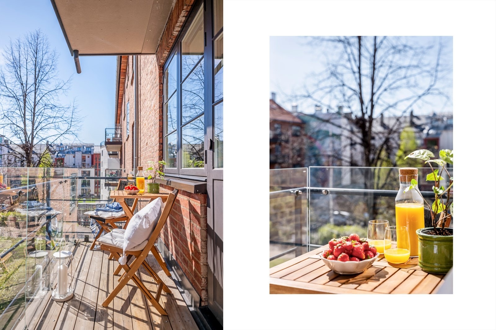 Fra stuen er det utgang til en overbygget balkong på ca. 3,47 m² som vender ut mot en idyllisk bakgård. Galleribilde