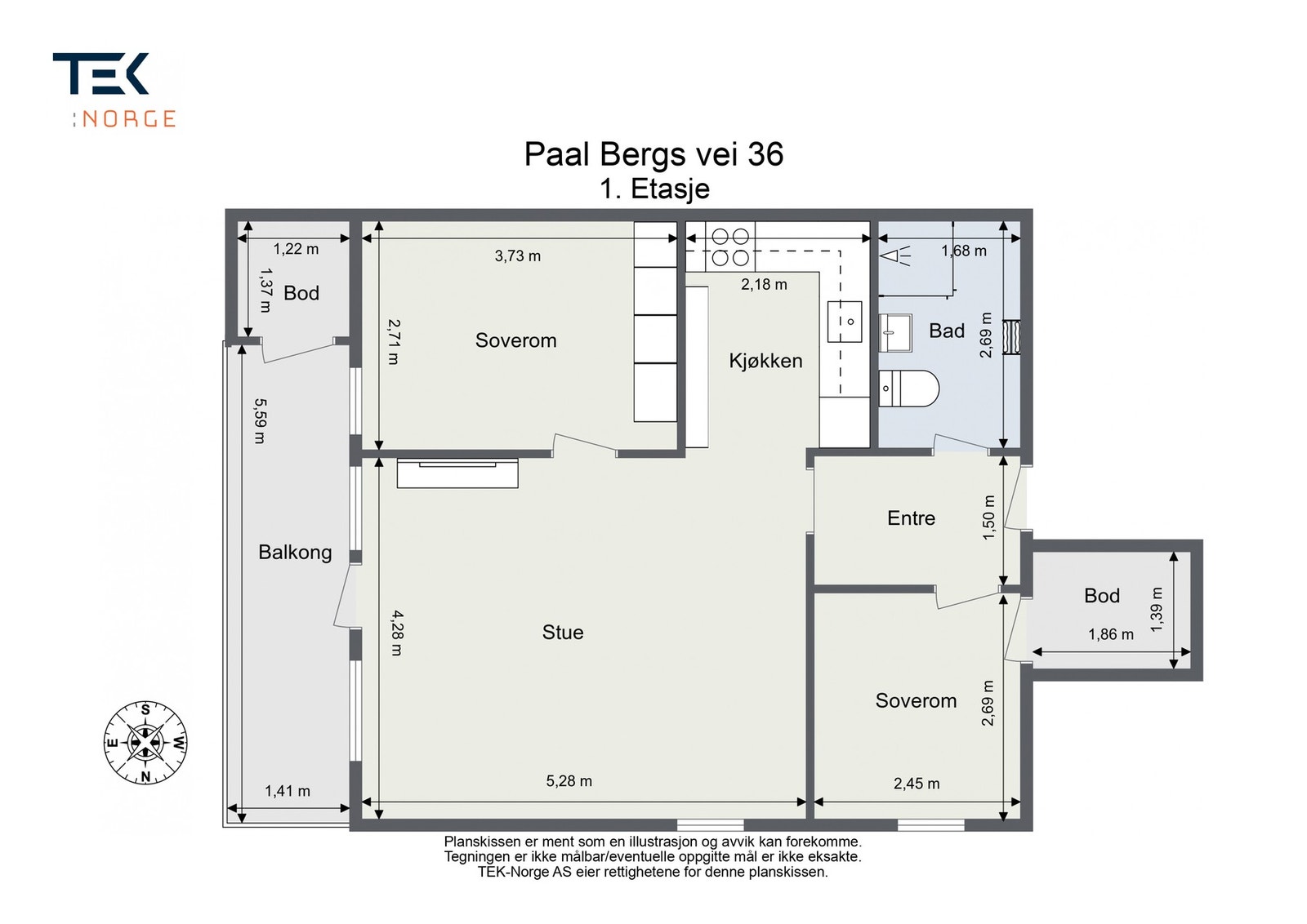 Plantegning Paal Bergs vei 36, 1. etasje Galleribilde