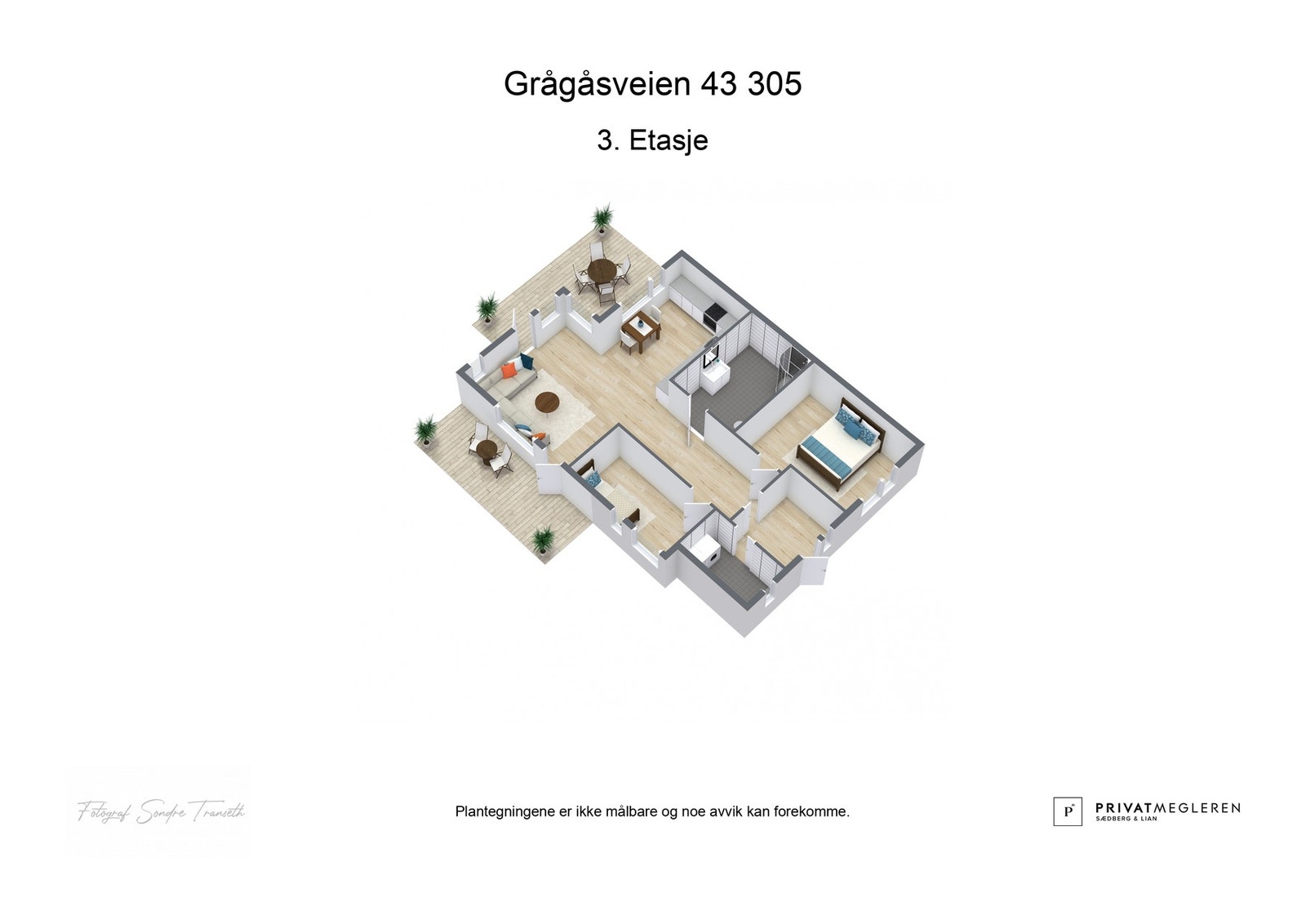 - 3D plantegning (ikke målbart) - Galleribilde