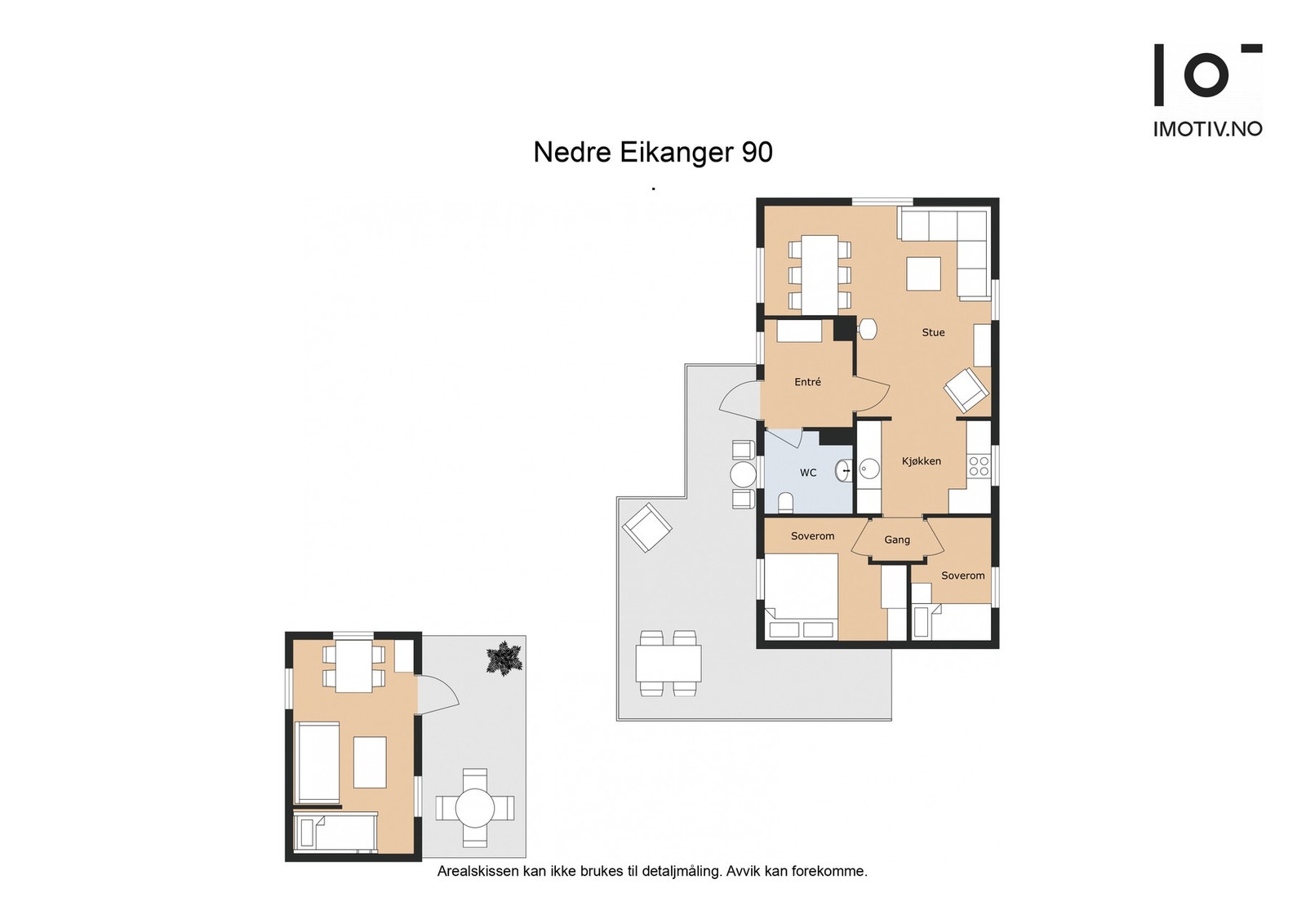 Areal effektiv planløsning med alt på 1 plan med et lite loft, anneks i hagen og en sportsbod Galleribilde