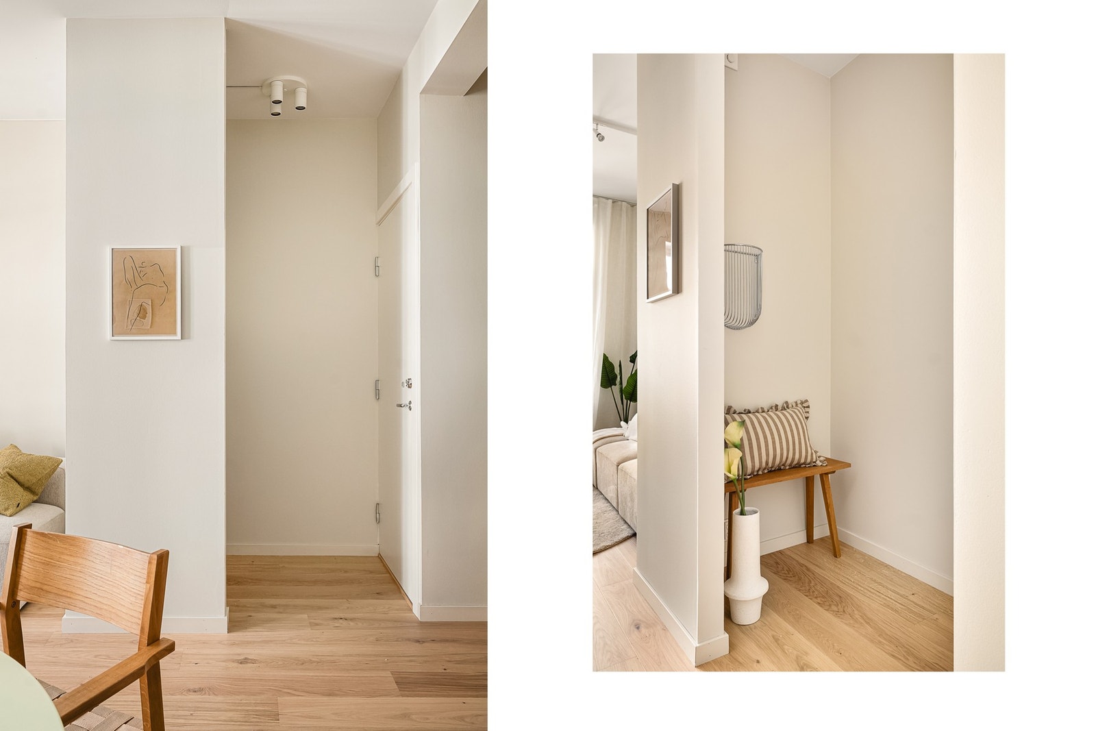 Like innenfor inngangsdøren er det en nisje som er perfekt for oppheng av yttertøy, evt. for et garderobeskap. Galleribilde