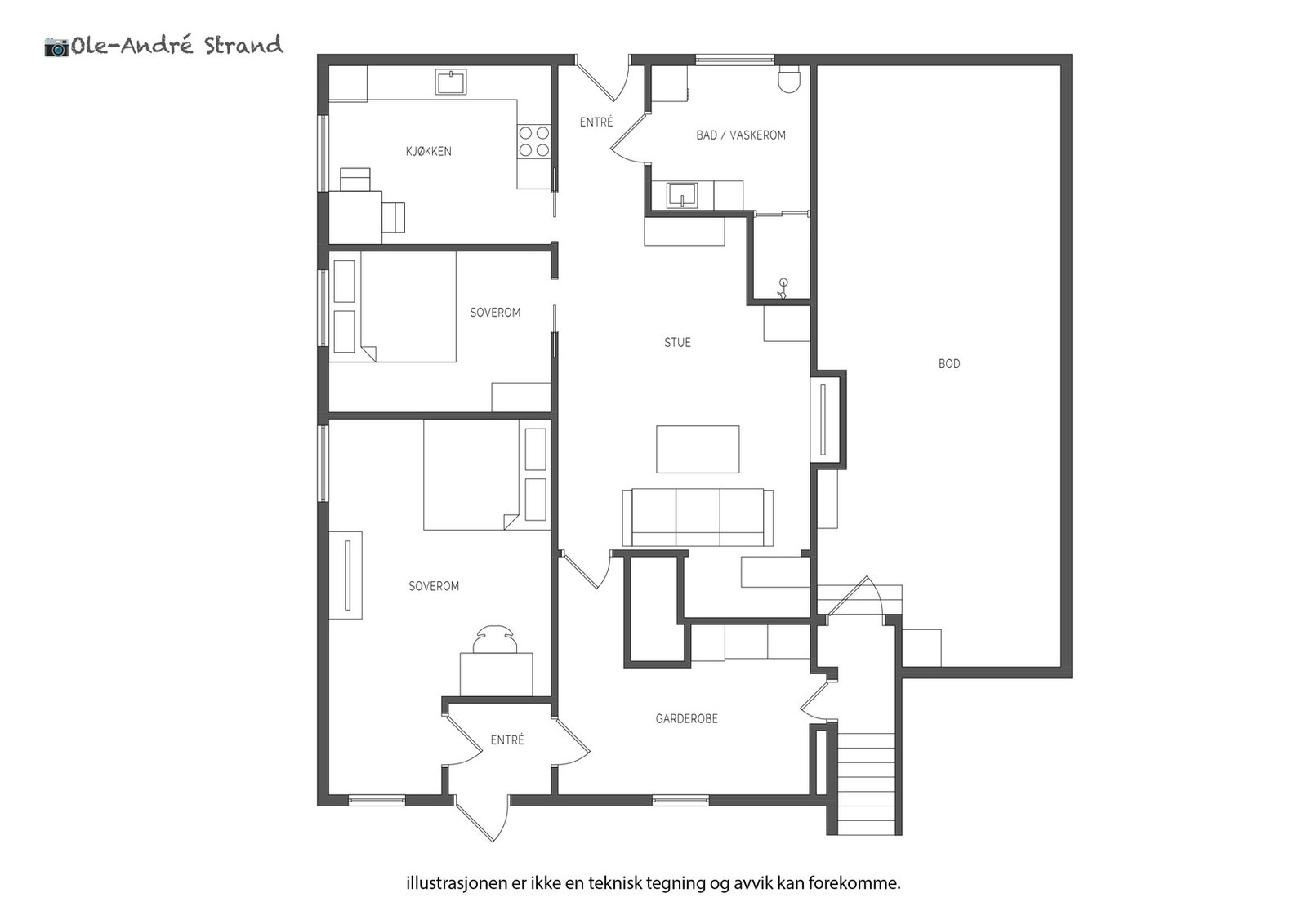 Planskisse underdetasje (det tas forbehold om feil/avvik). Galleribilde