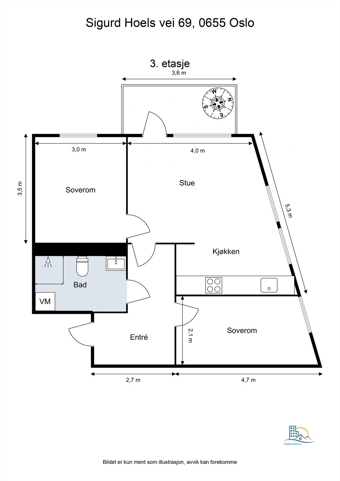Leiligheten har en praktisk planløsning med to soverom og en åpen sosial sone. En romslig kjellerbod på 8,2 m² medfølger også. Galleribilde