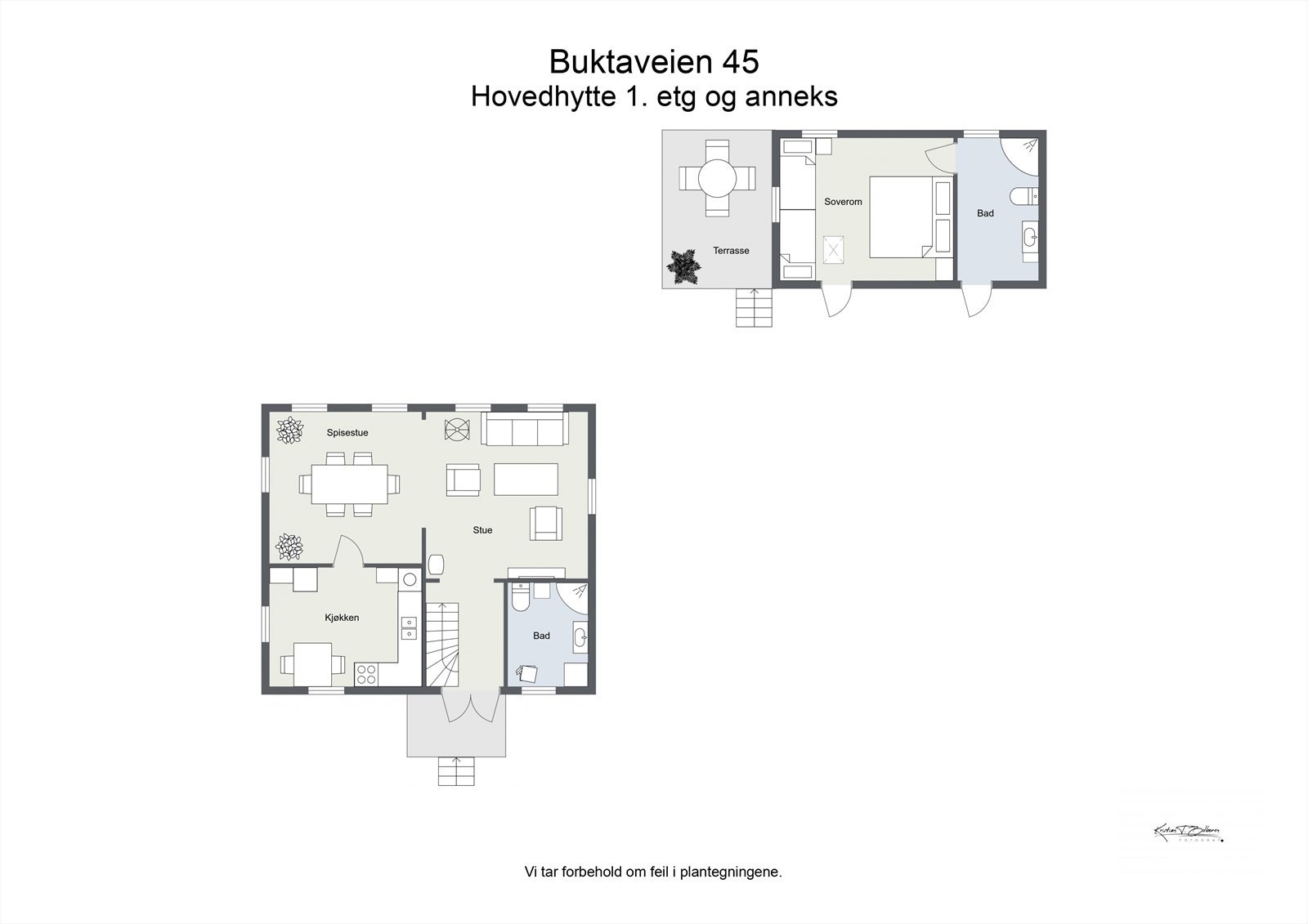 Buktaveien 45 - Hovedhuset 1. etg og annekset Galleribilde