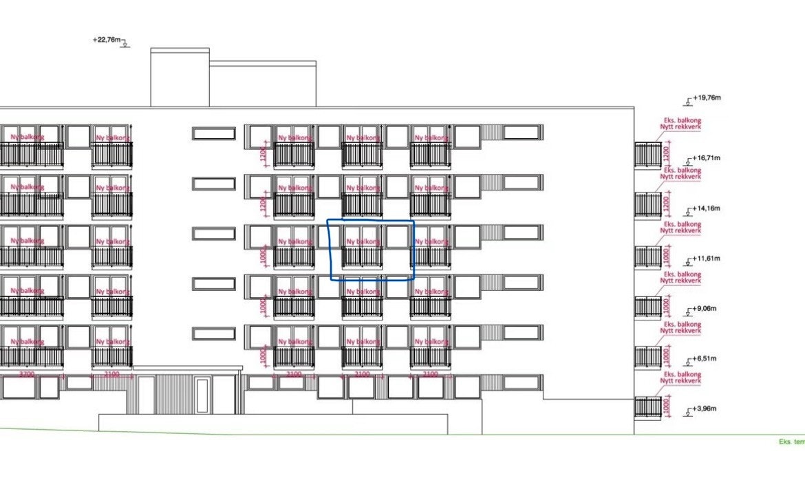 Illustrasjon av bygge med balkonger. Galleribilde