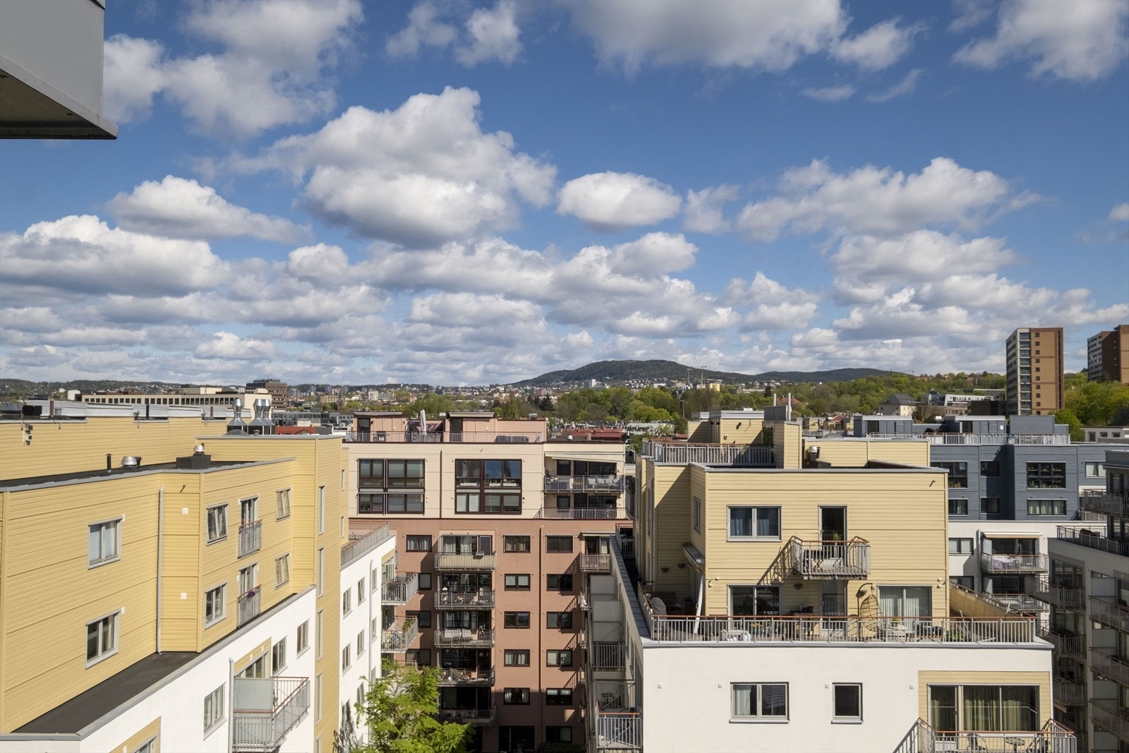 Flott utsikt fra felles takterrasse. Galleribilde