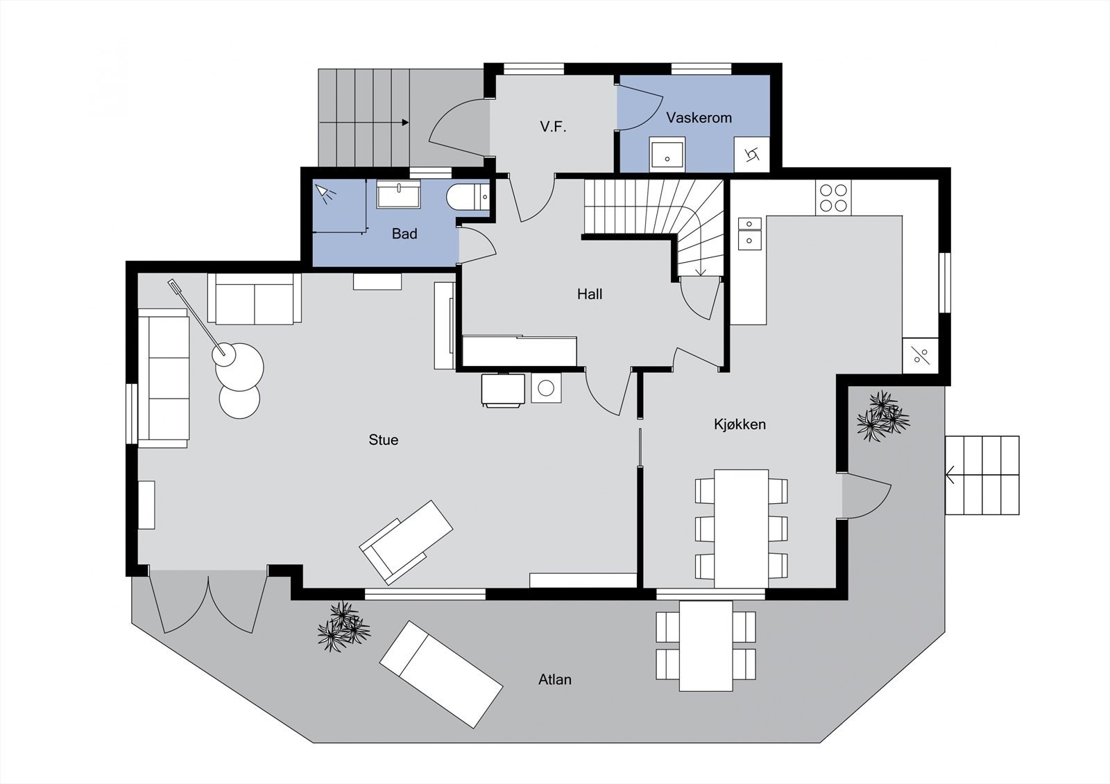Planløsning 1. etasje Galleribilde