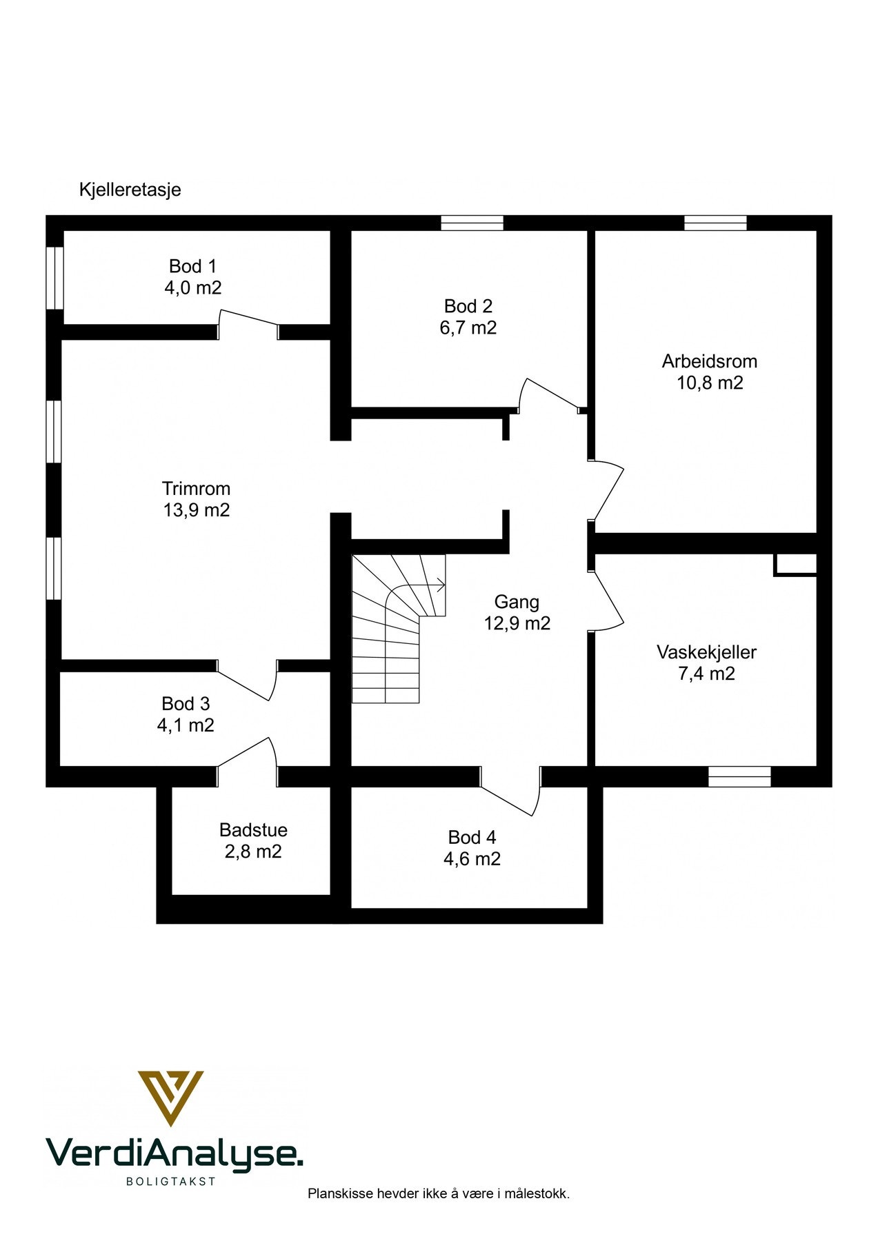 Planskisse kjeller. Galleribilde
