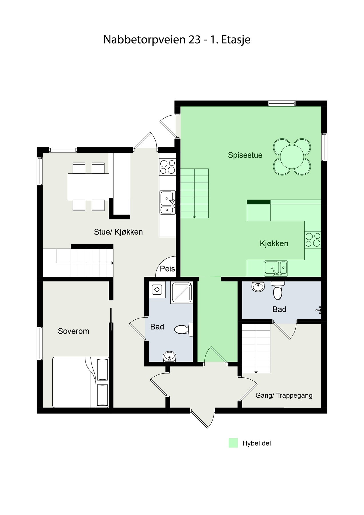 Plantegning - Hybel (1.etg) Galleribilde
