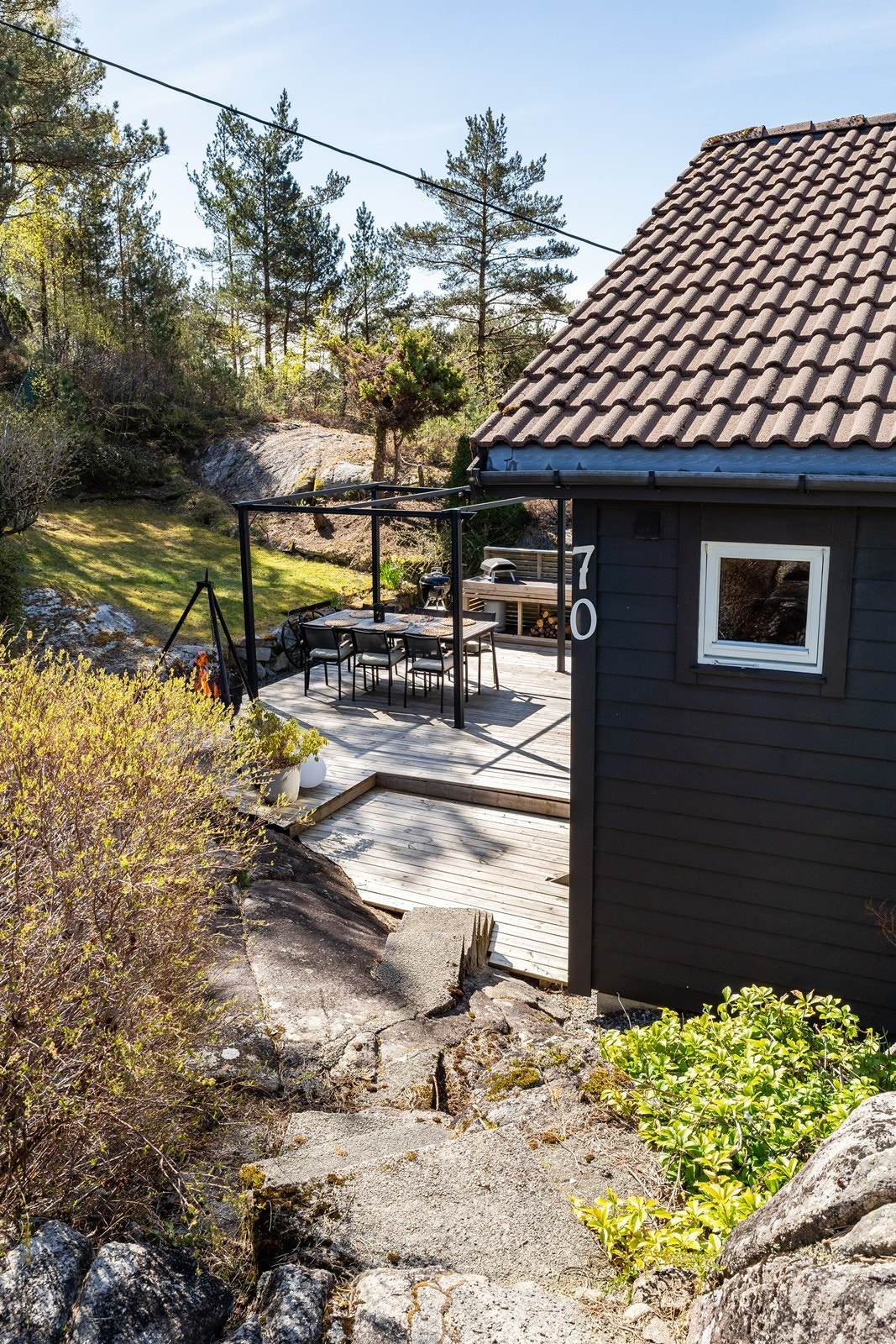 En lun krok omgitt av flott beplantning. Galleribilde