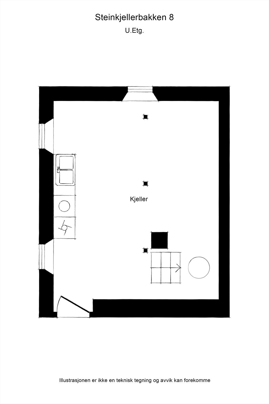 Plantegning kjeller. Galleribilde