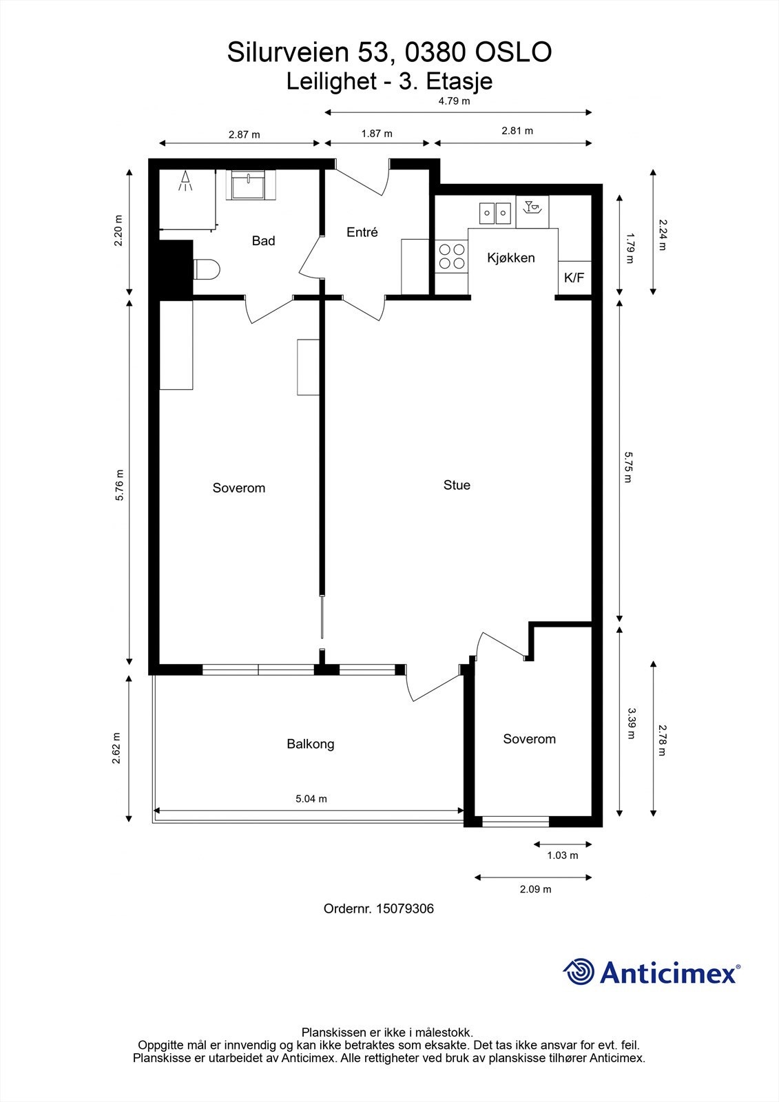Plantegning Leilighet - 3. Etasje Galleribilde