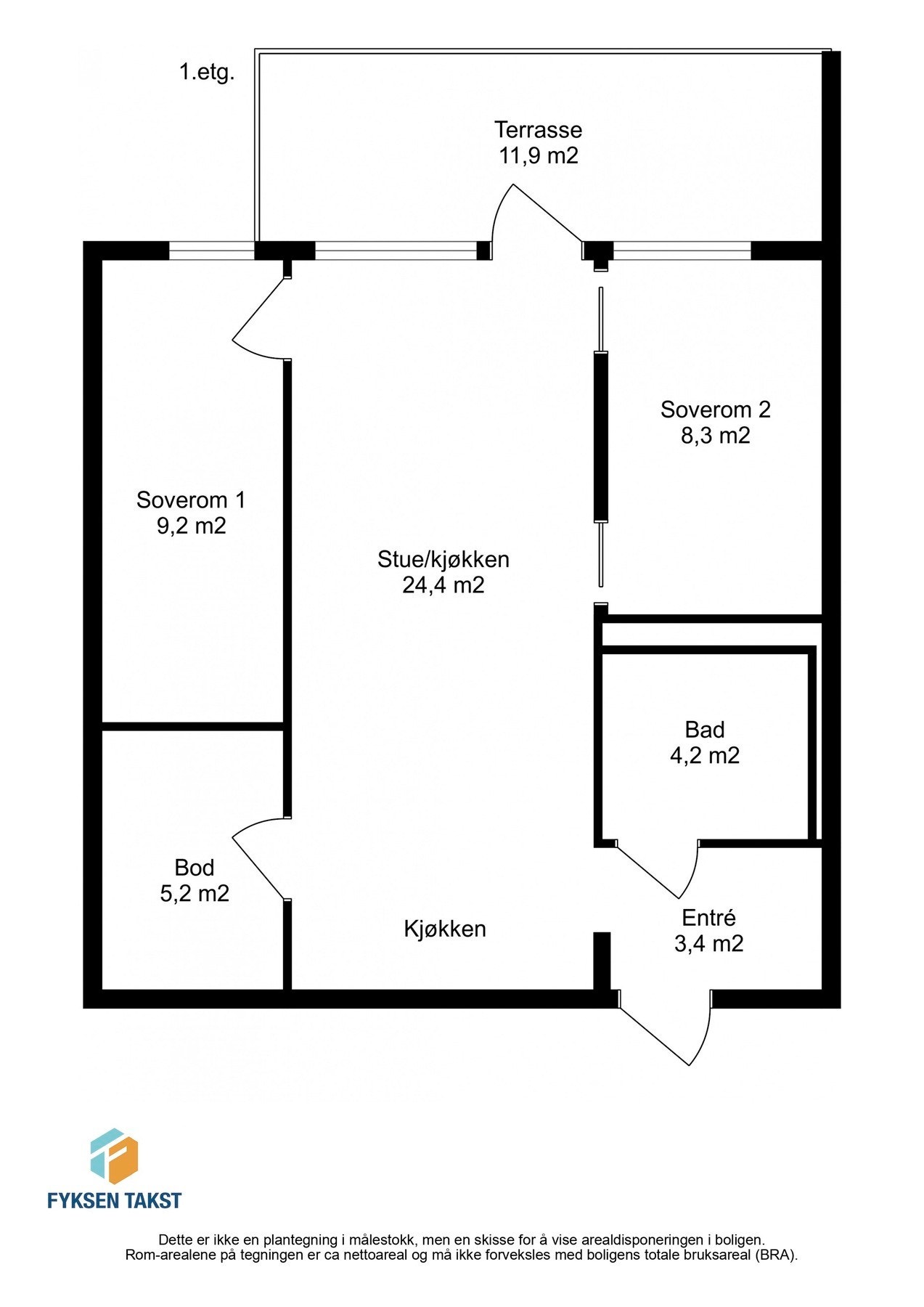 Ta en titt på planskissen og gjør deg kjent med romfordelingen! Skulle ikke oppsatt visningstidspunkt passe? Ta kontakt på 941 60 434, så finner vi en løsning. Galleribilde