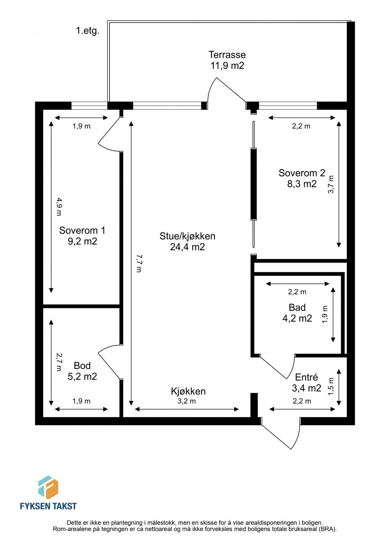 Målsatt planskisse. Galleribilde