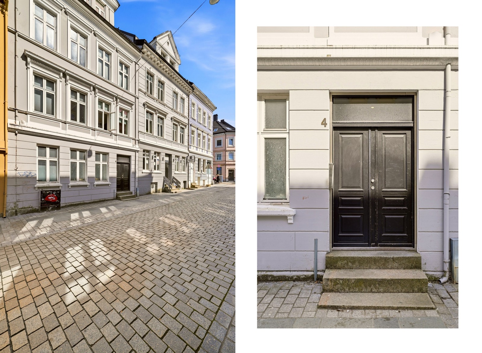 Fin bygård sentralt i sentrum. Sameiet planlegger å male fasaden mot gaten og bakgården på kort sikt. Galleribilde