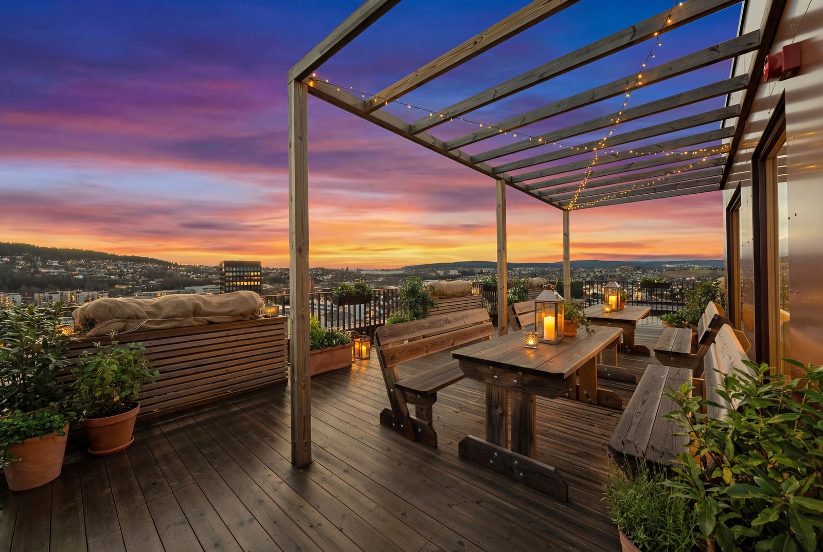 Du har utsikt over Lillestrøm fra felles takterrasse. Galleribilde