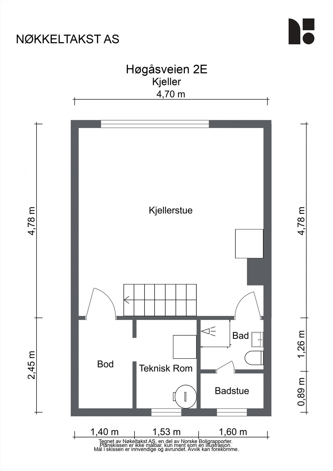 Kjelleren er innredet med kjellerstue, bad, badstue, teknisk rom og en praktisk bod for lagring. Galleribilde