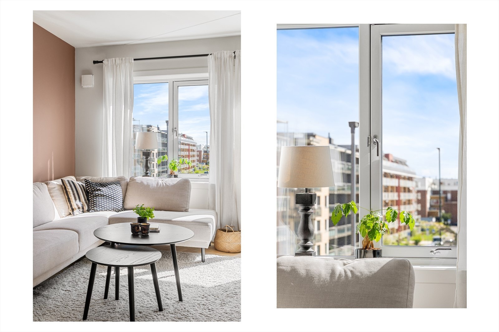 Store vindusflater gir rikelig med dagslys, og vinduene er vendt mot sør, noe som gir gode lysforhold. Det er åpent og fint utsyn mot nabolaget. Galleribilde