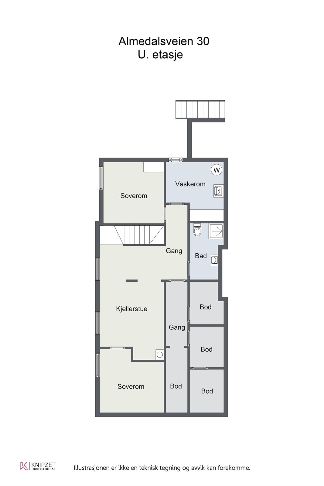 Underetasjen er innredet med kjellerstue, to soverom, bad, vaskerom og rikelig med bodplass. Galleribilde