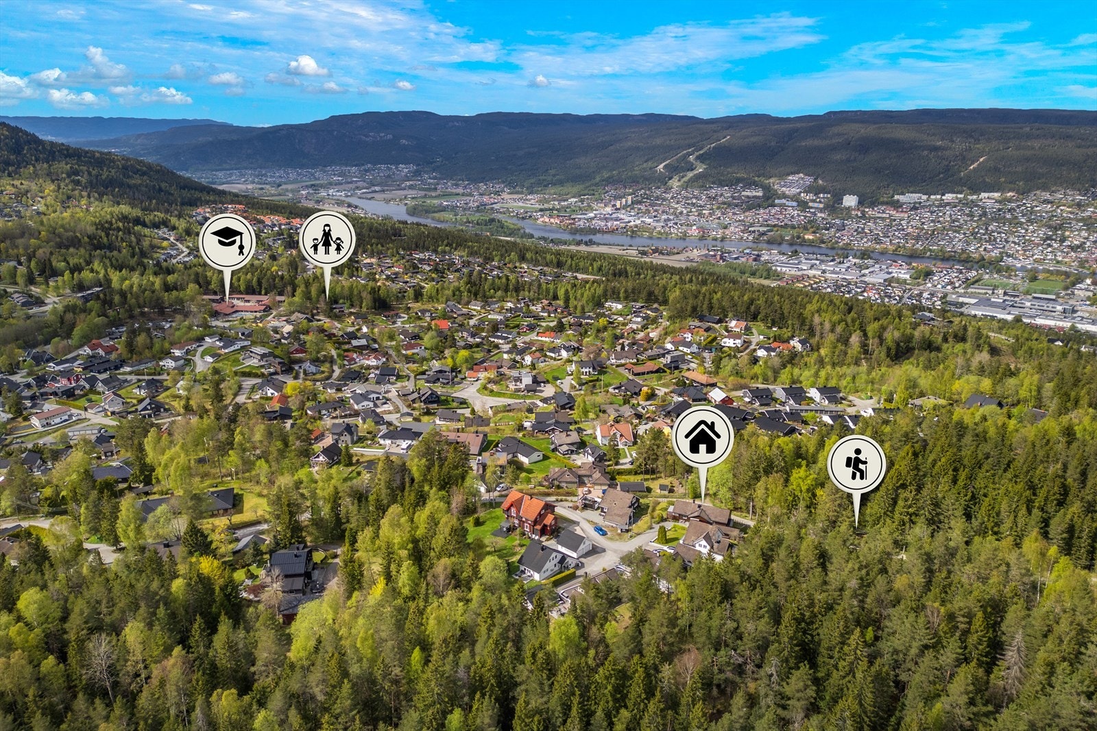 Kort vei til skoler, barnehager og Konnerud IL, et av Buskeruds største idrettslag. Galleribilde