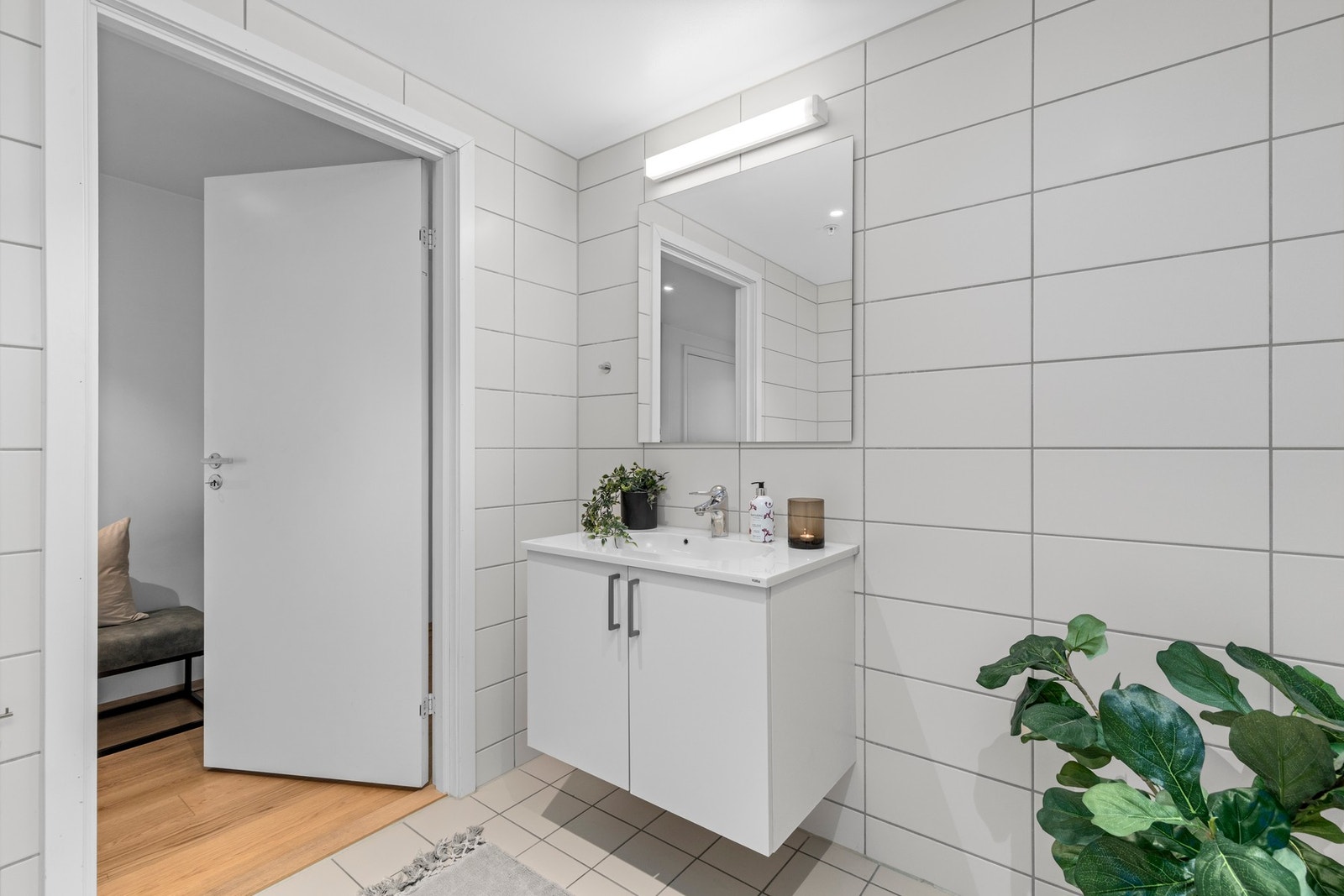 Opplegg for vaskemaskin i bad Galleribilde