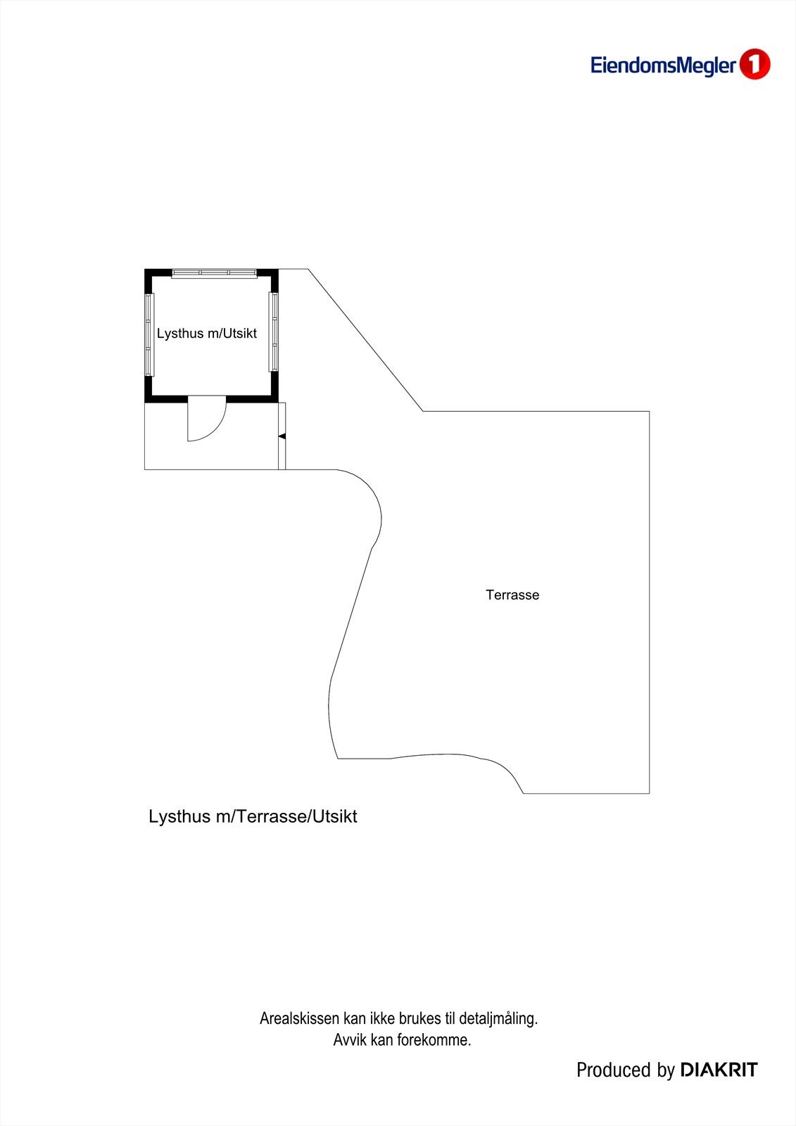 Plantegning av lysthuset med tilhørende terrasse. Galleribilde