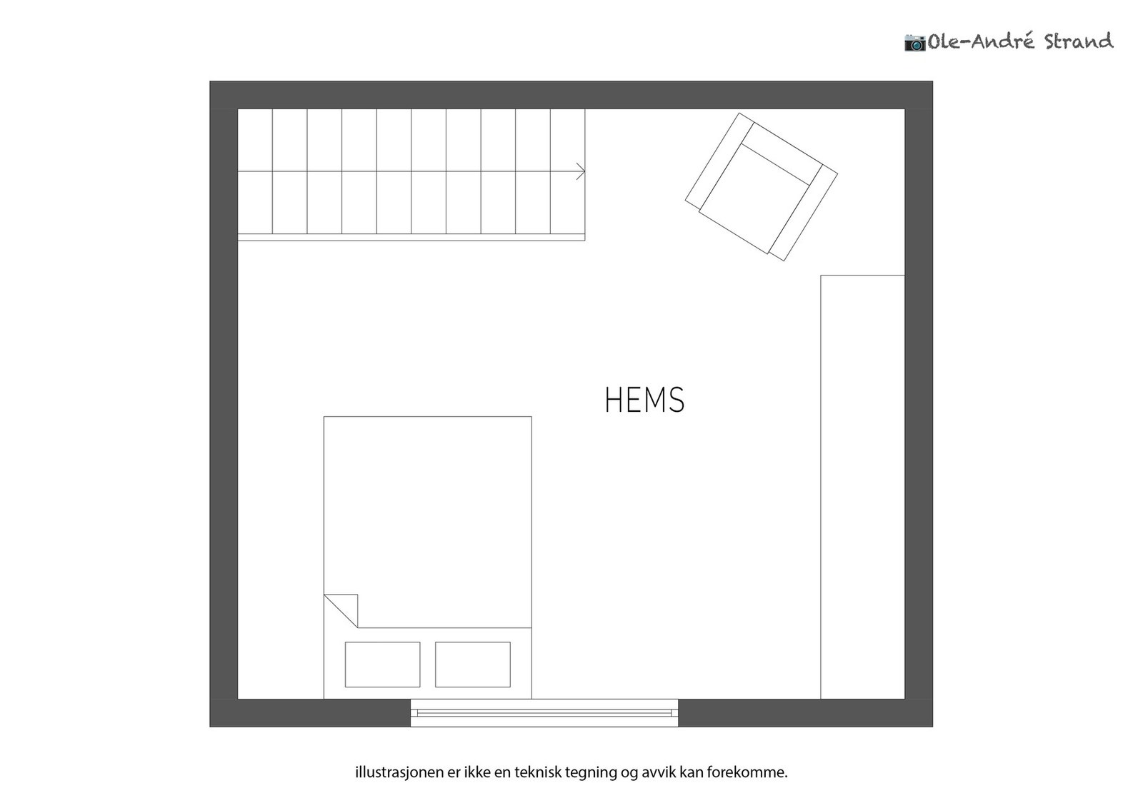 Plantegning for loftstue/hems. Galleribilde