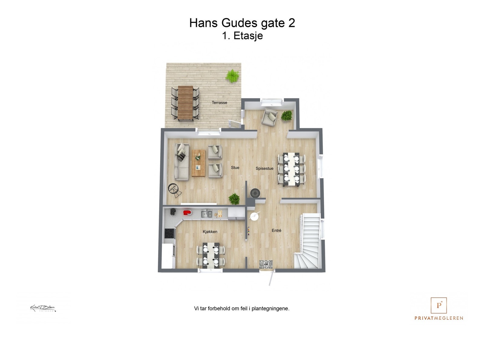 3 D plantegning 1. etasje Galleribilde