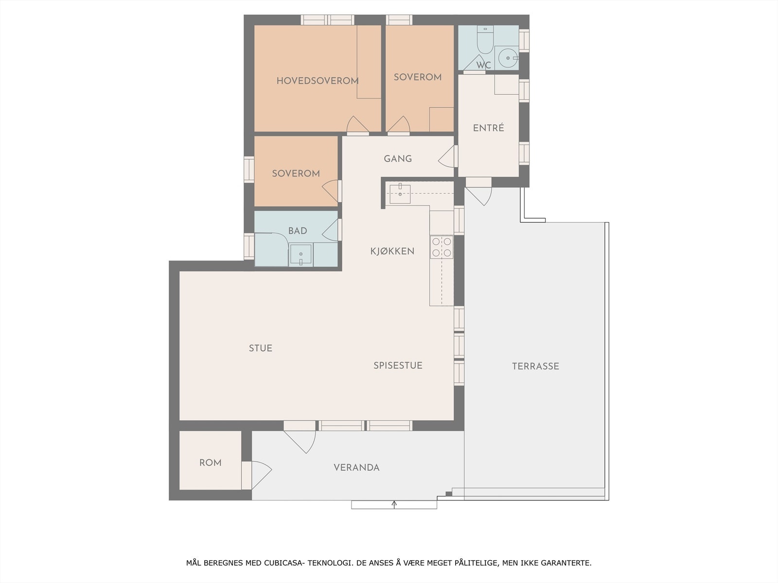 Hytten inneholder Vindfanggang, vaskerom bad, toalettrom, stue, kjøkken, 3 soverom (8 sengeplasser). Annet Utvendig bod på ca. 3m² Galleribilde