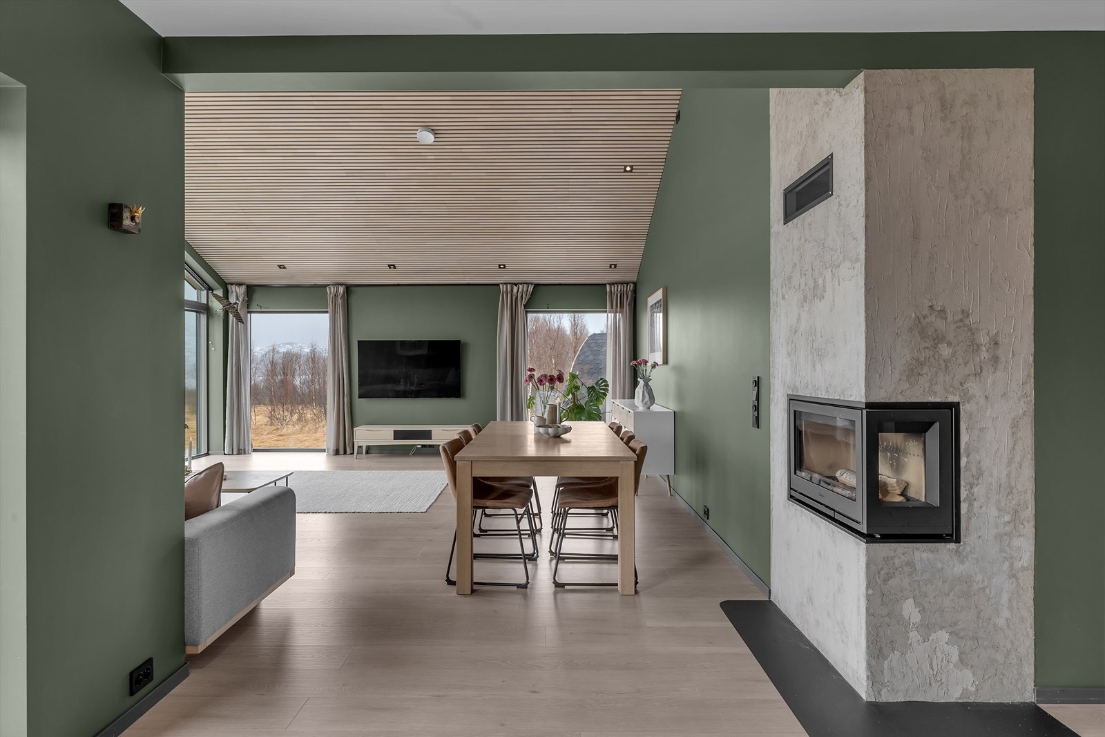 Moderne, innbygget peisinnsats Galleribilde