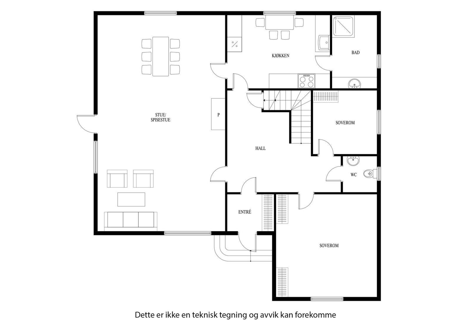 Planløsning for hovedetasjen i boligen Galleribilde