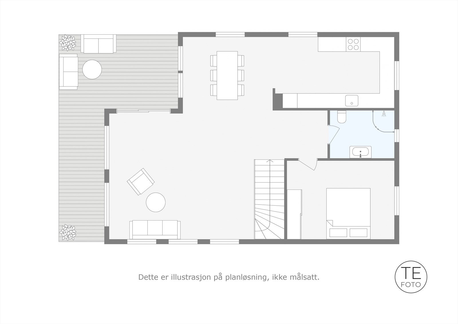 Illustrert plantegning hovedplan Galleribilde