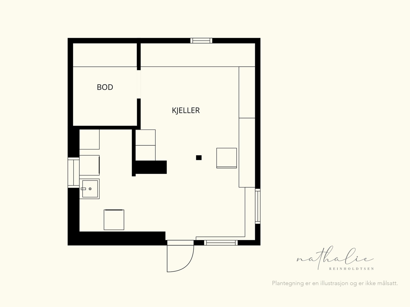 Plantegning kjeller. Galleribilde