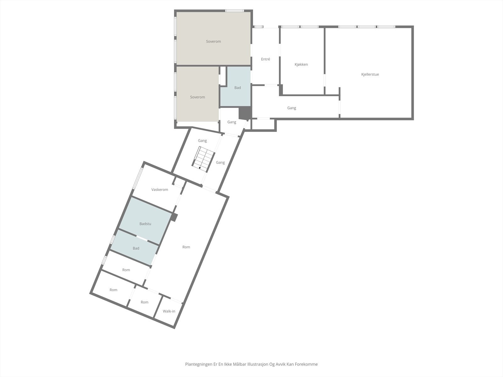 Plantegning u.etg. hovedhus Galleribilde
