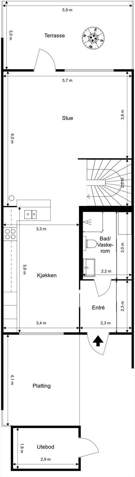 1. etasje - Plantegning Galleribilde