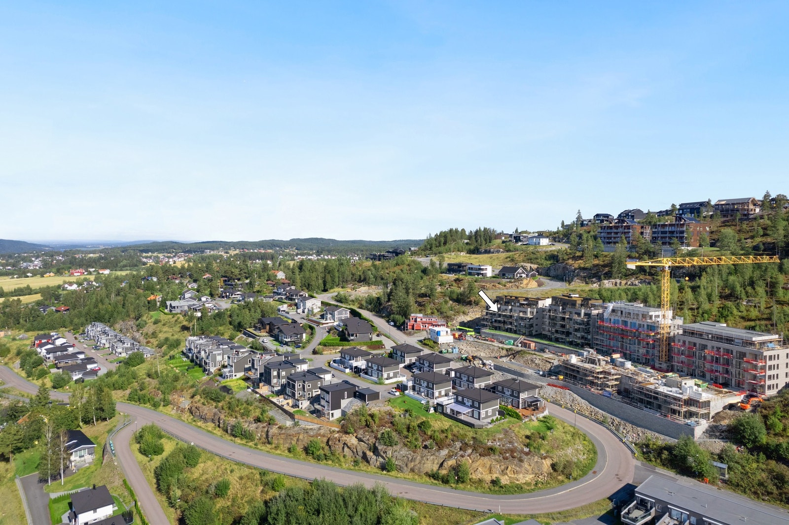Dronebilde over nærområdet. Galleribilde