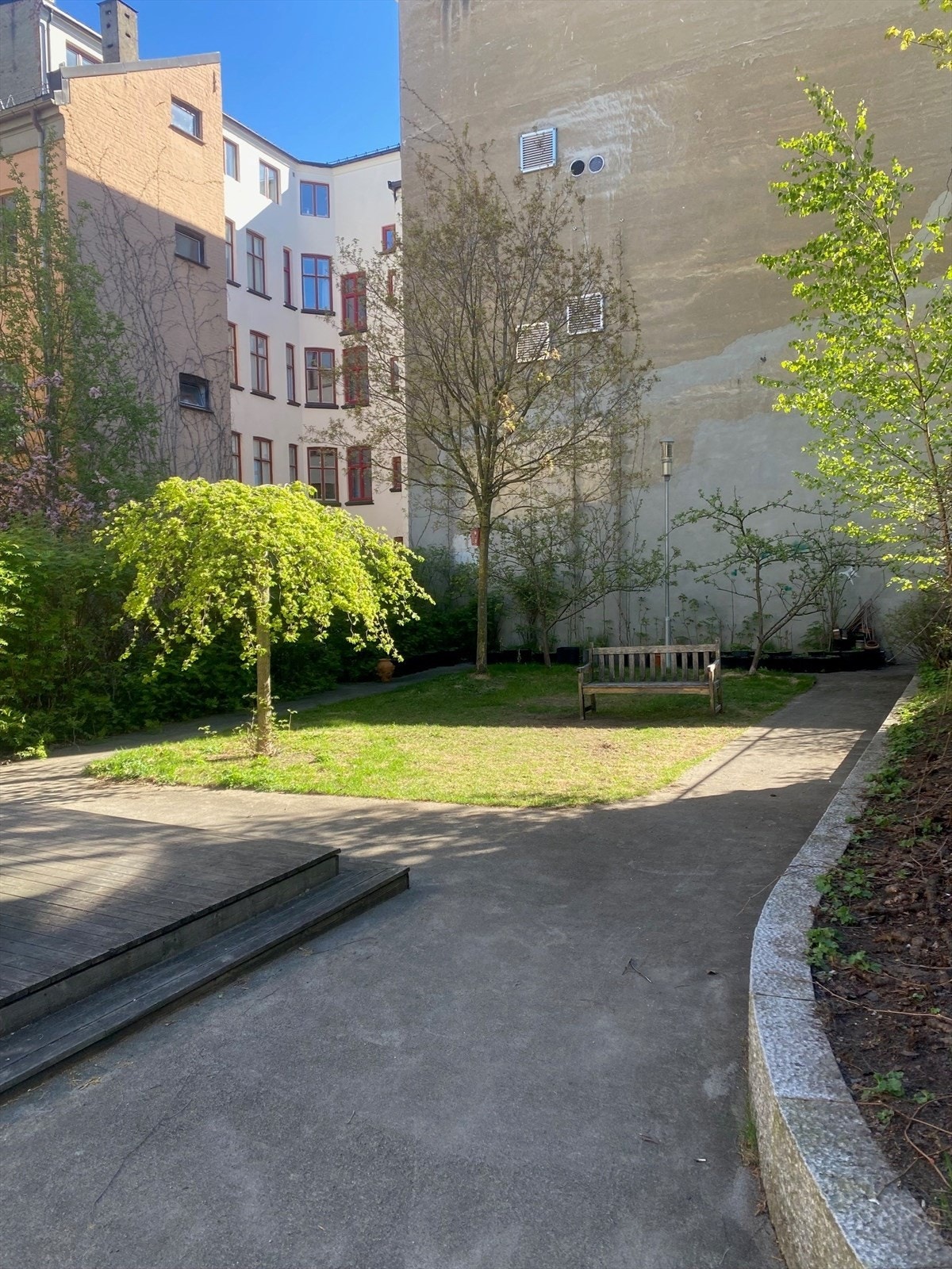 De felles uteområdene er pent opparbeidet med gressplen og beplantning. Galleribilde