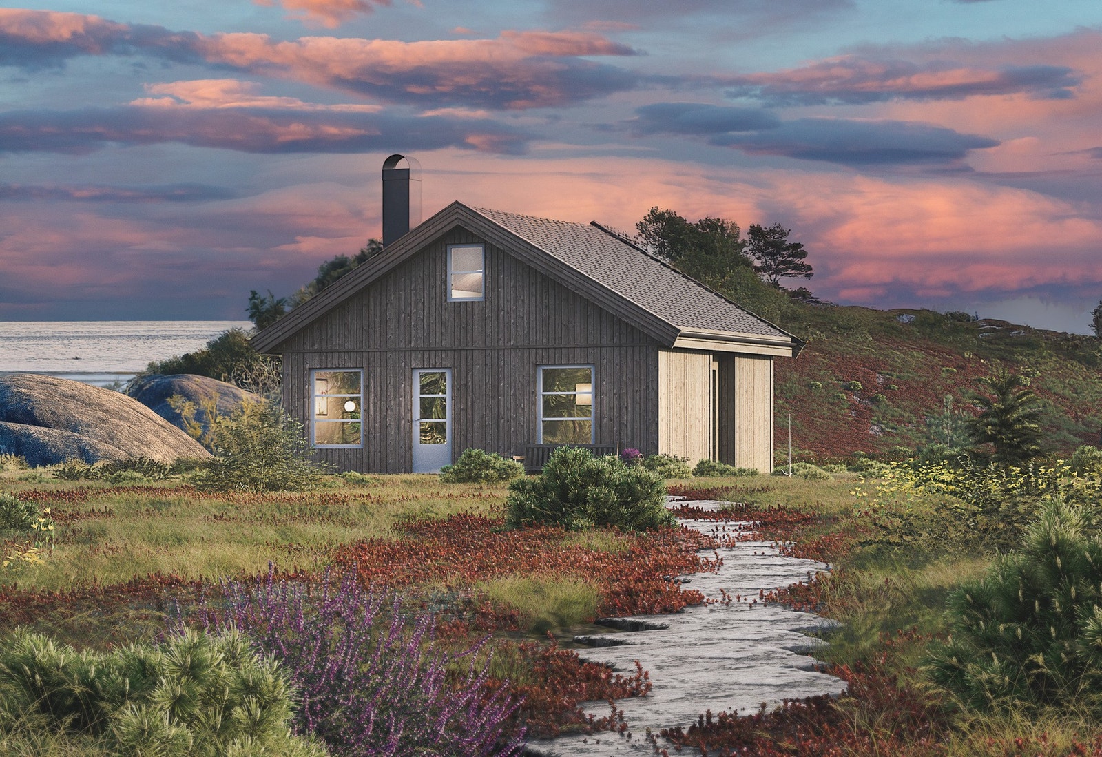 Illustrasjonsfoto MER 40. MER er en kompakt og smart hytte med lite fotavtrykk Galleribilde