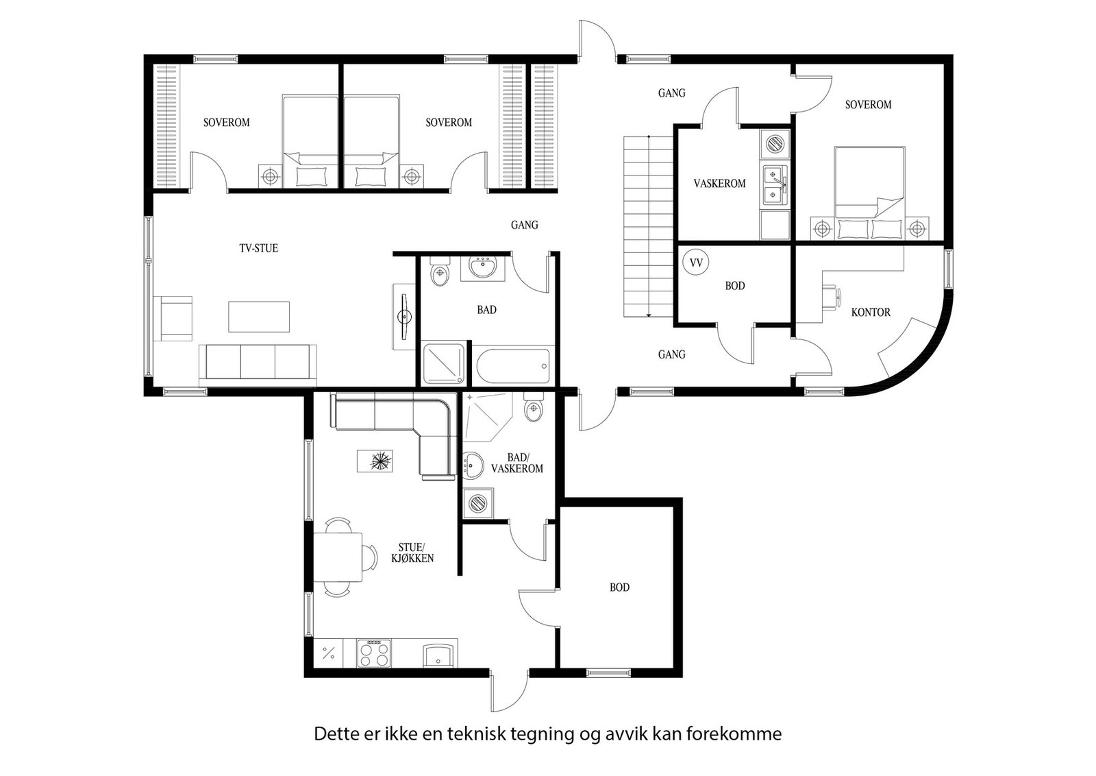 Plantegning 1 etg Galleribilde