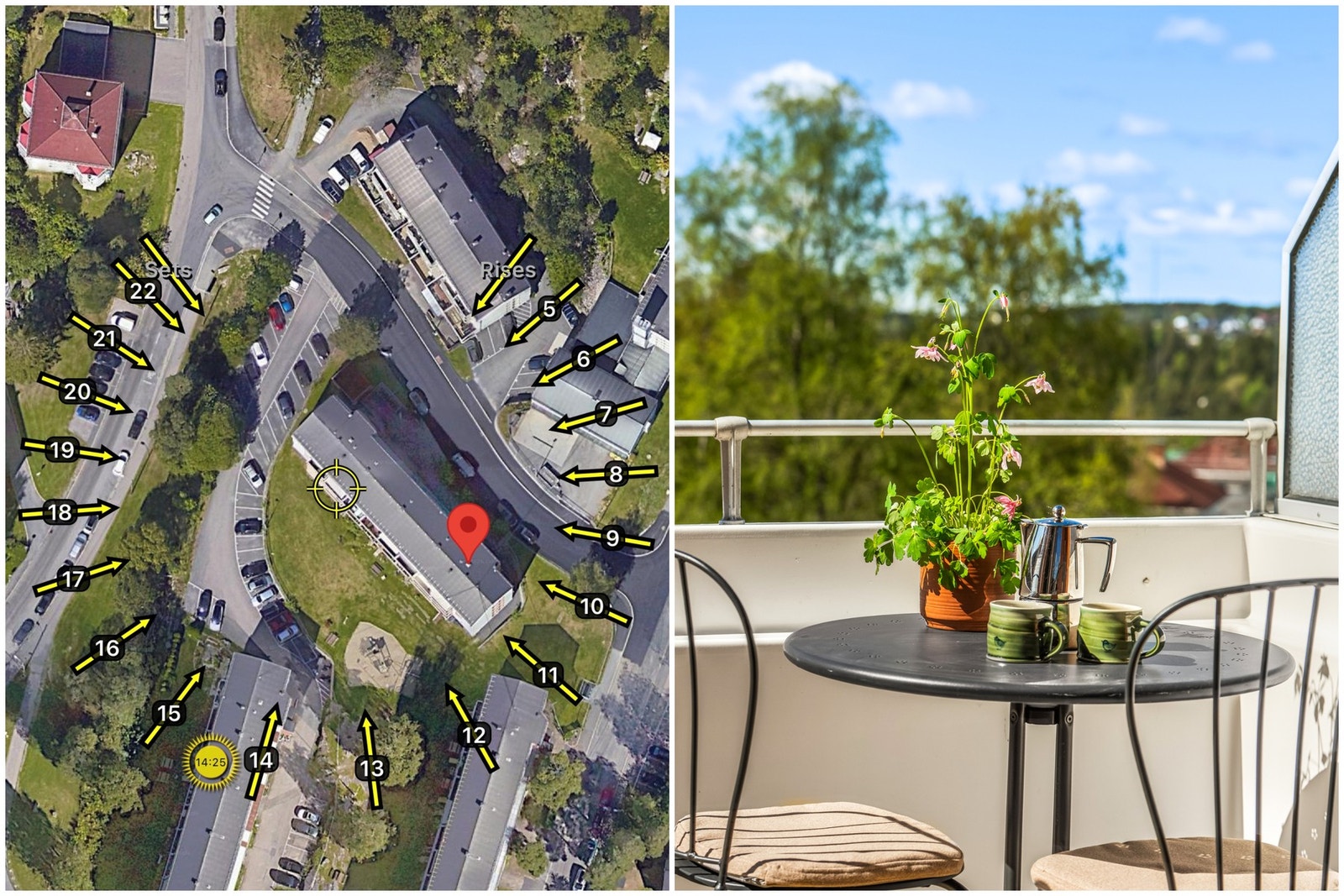 Den sydvestvendte beliggenheten sørger for svært gode solforhold på balkongen. Det er tillatt å grille med både gass- og elektrisk grill på balkongene. Galleribilde