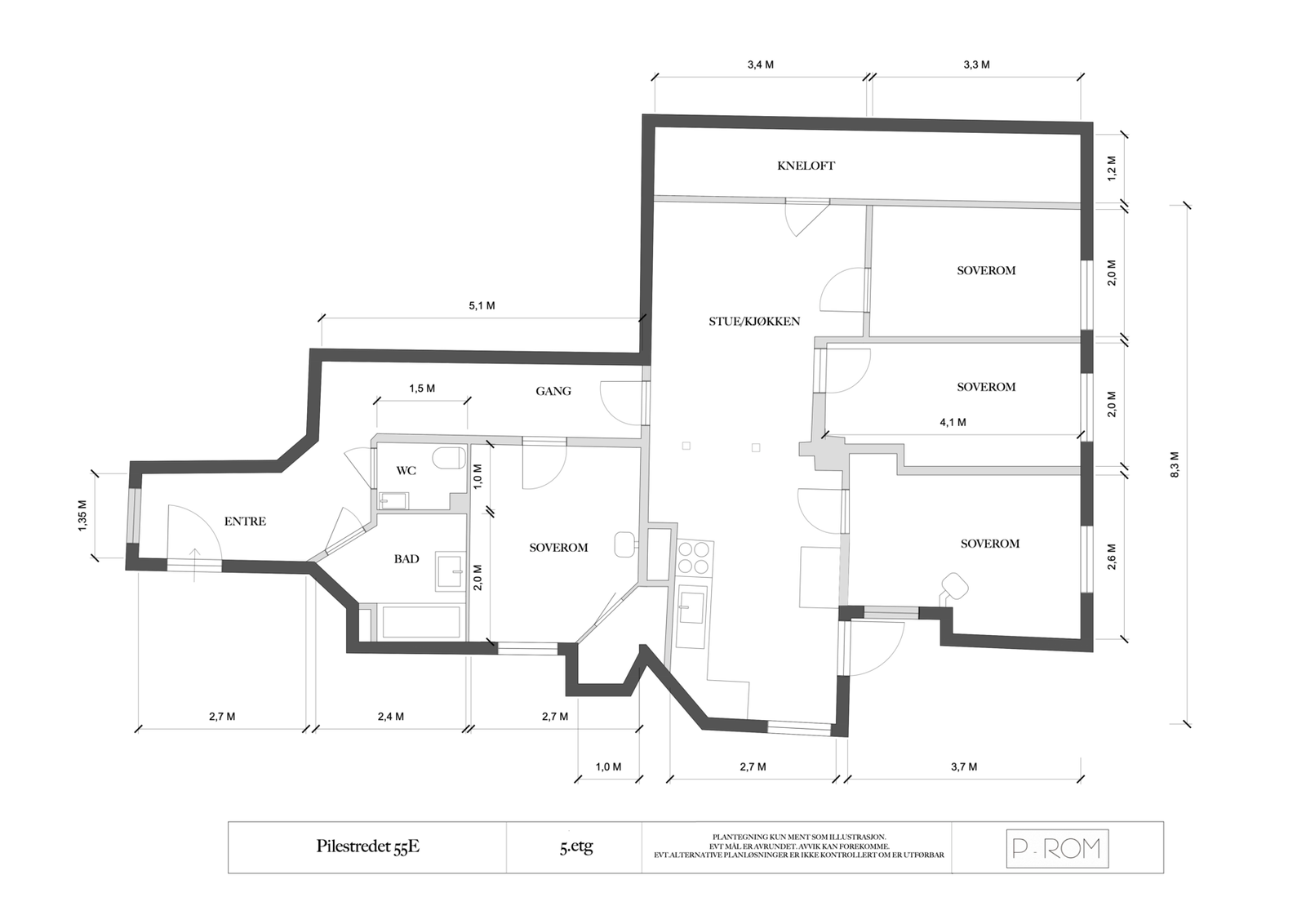 Plantegning - Pilestredet 55E. Galleribilde