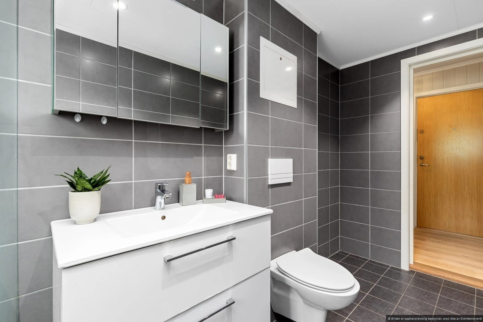 Det er opplegg for vaskemaskin og tørketrommel på badet Galleribilde