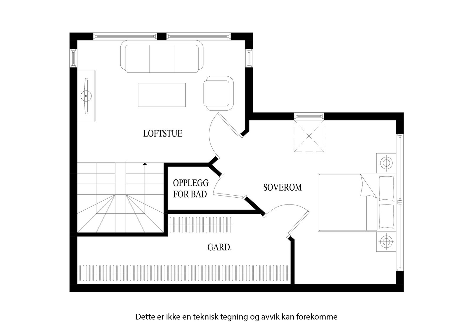 Plantegning loftetasjen Galleribilde