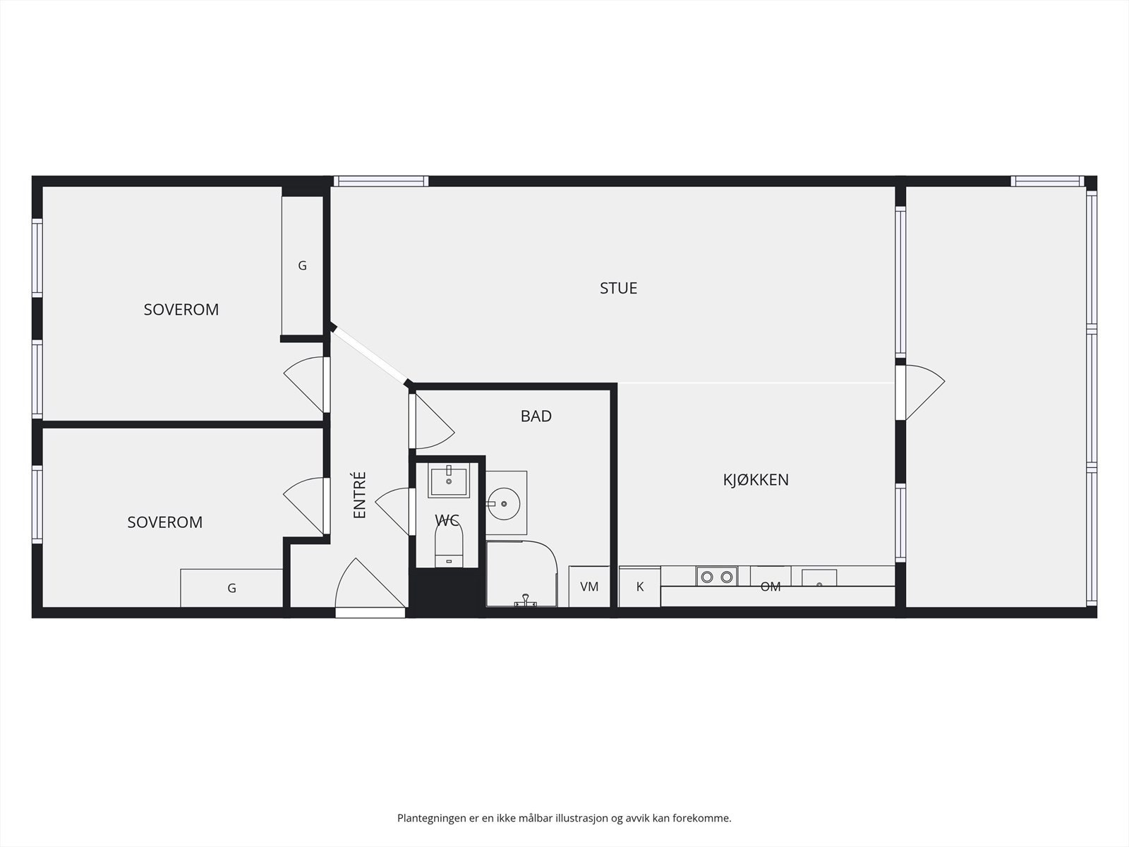 Plantegning 4. etasje med heis. I tillegg disponerer leiligheten en kjellerbod på 6m². Galleribilde
