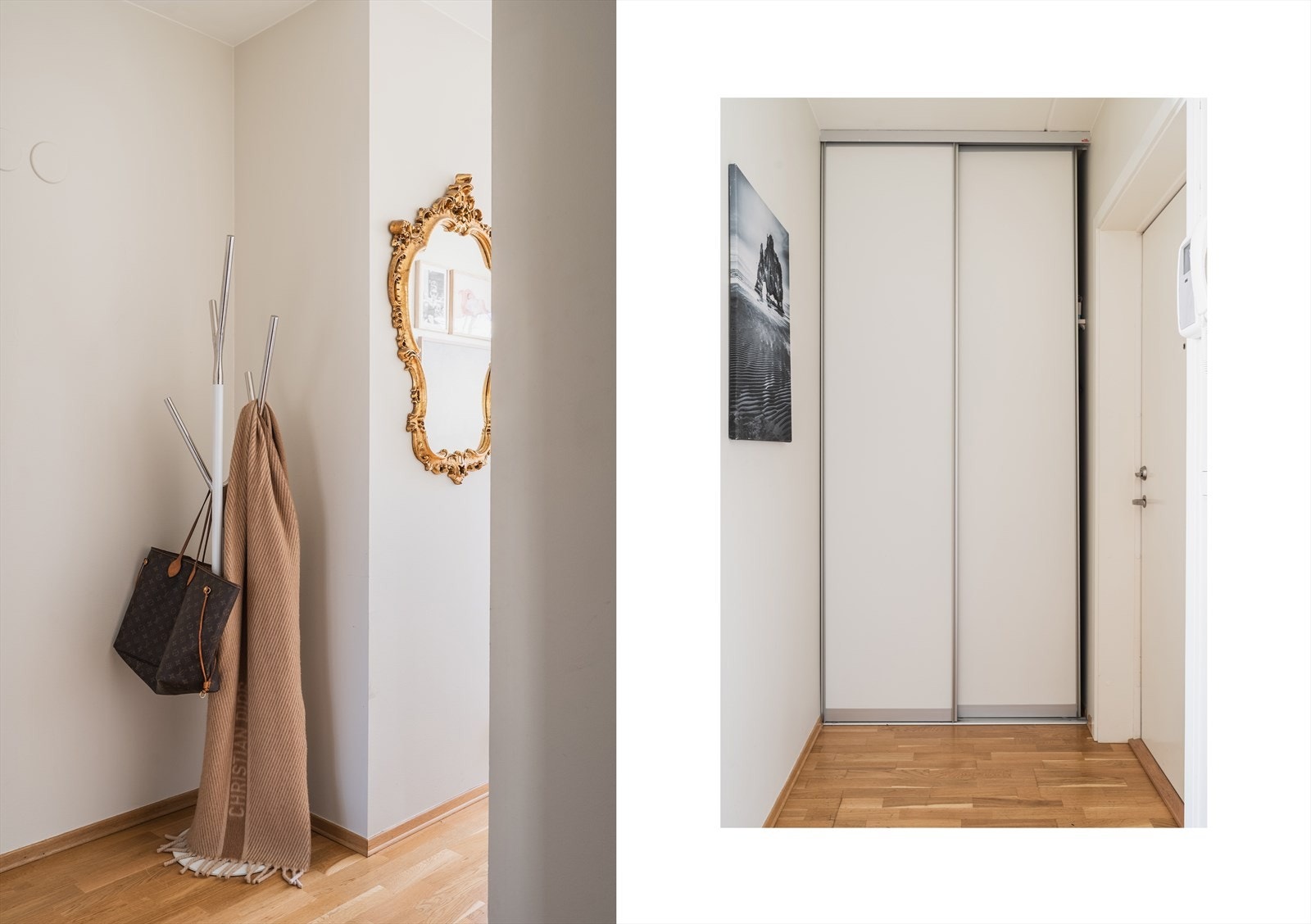 Romslig gang med lagring i skyvedørsgarderobe. Galleribilde