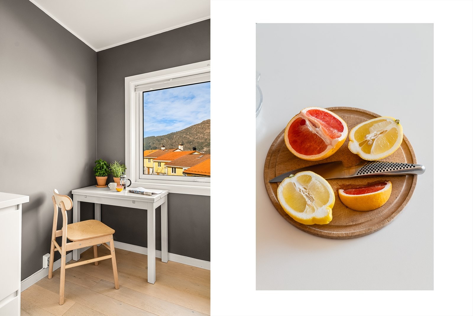 Plass til lite kjøkkenbord og også her er det herlig utsikt mot Løvstakken. Galleribilde