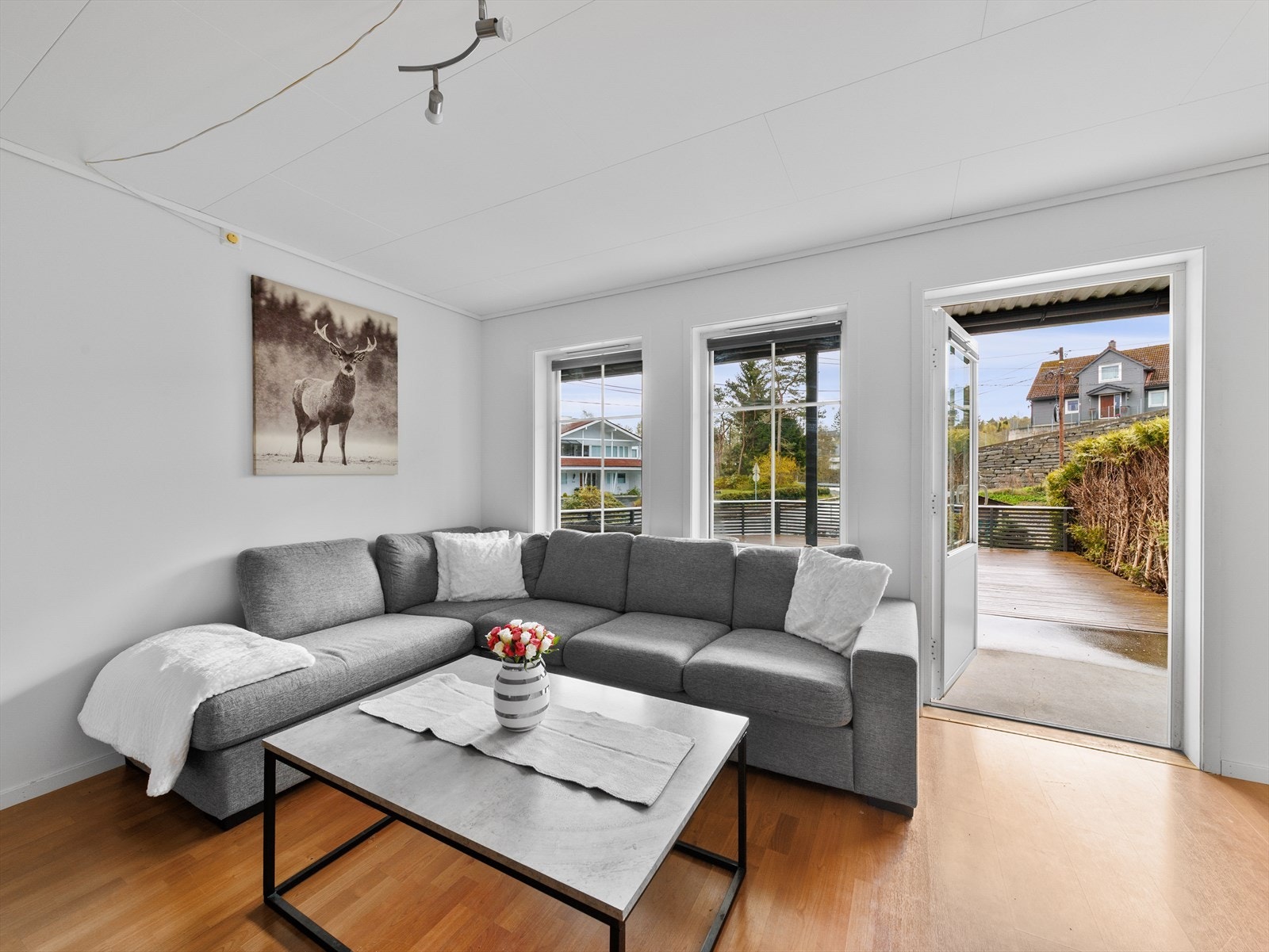 Fra stuen er det utgang til stor og solrik terrasse. Galleribilde