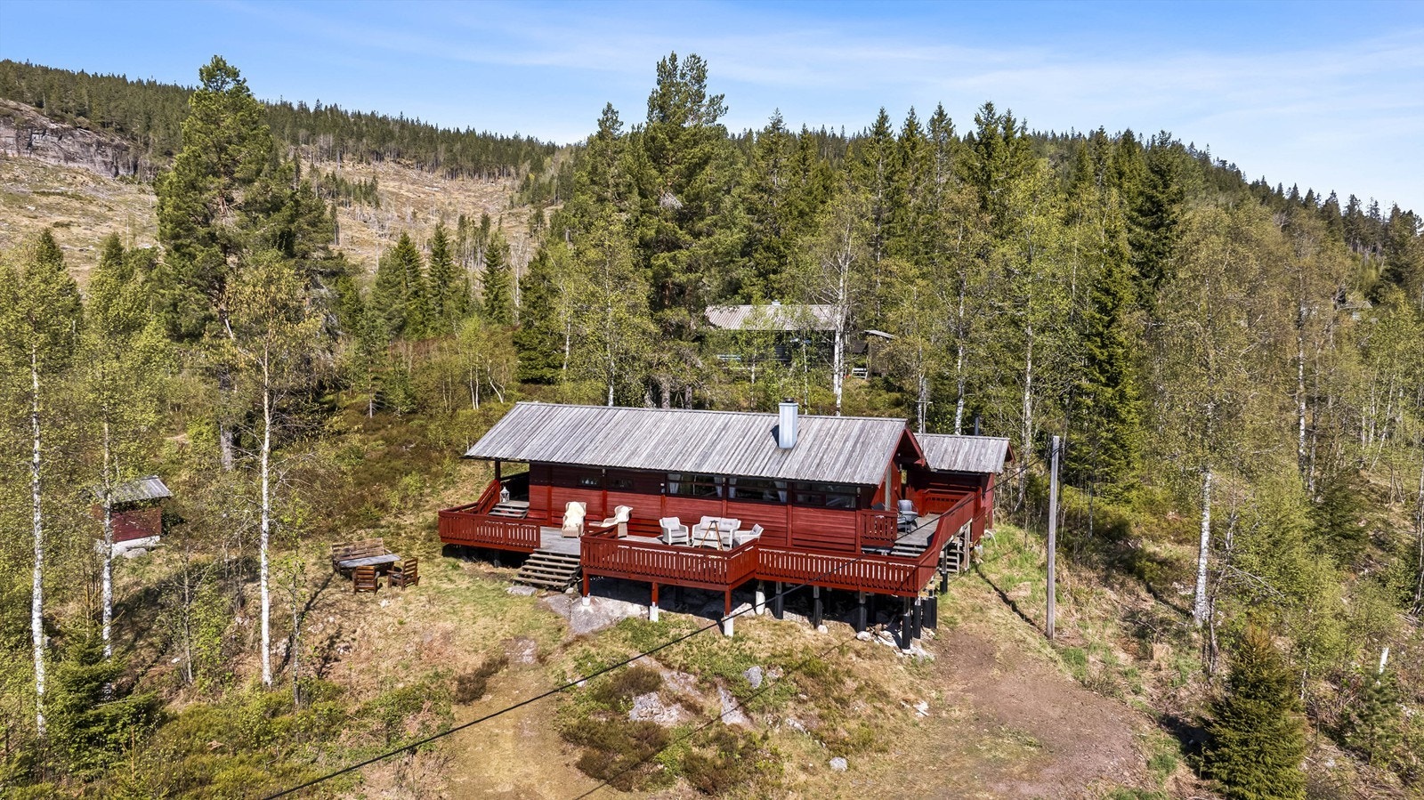 Med beliggenhet 415 meter over havet er dette et snøsikkert utgangspunkt for helårs friluftsliv, med skiløyper og badevann i umiddelbar nærhet. Foto: Maciej Krzysztof Galleribilde